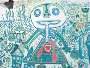 Ricardo Campos e jovens AFID pintam mural